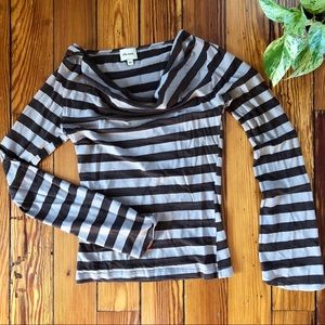 Striped Ella Moss Cowl Neck Top